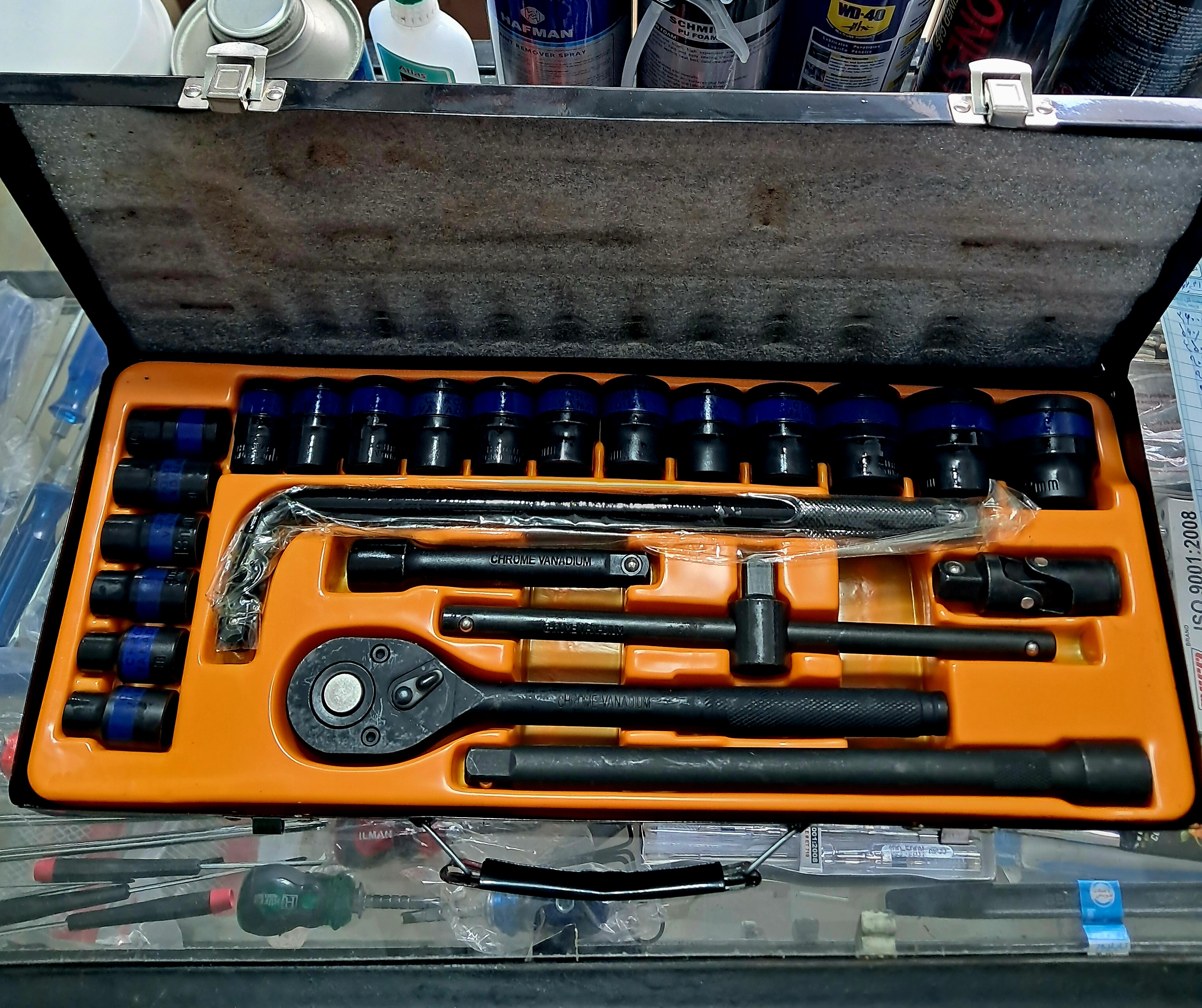 جعبه بکس ۲۴ پارچه مشکی فشار قوی درایو ۱/۲ با جعبه فلزی